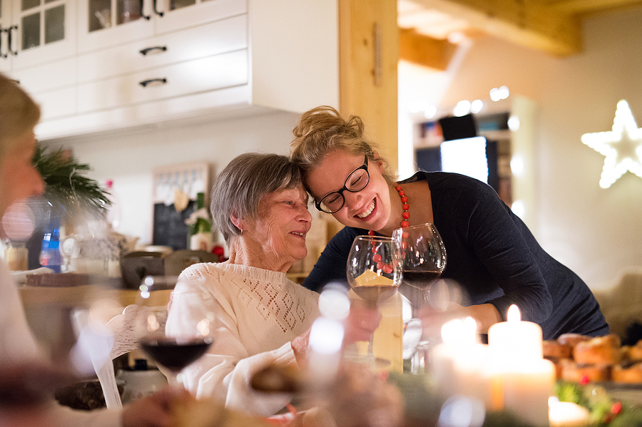 Mother and daughter together during the holidays.