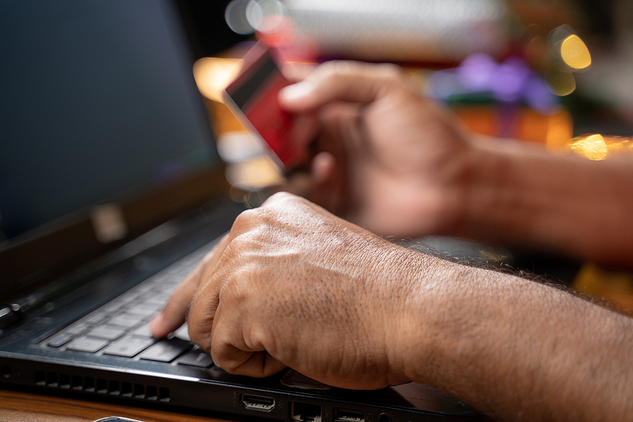 Man buying items online