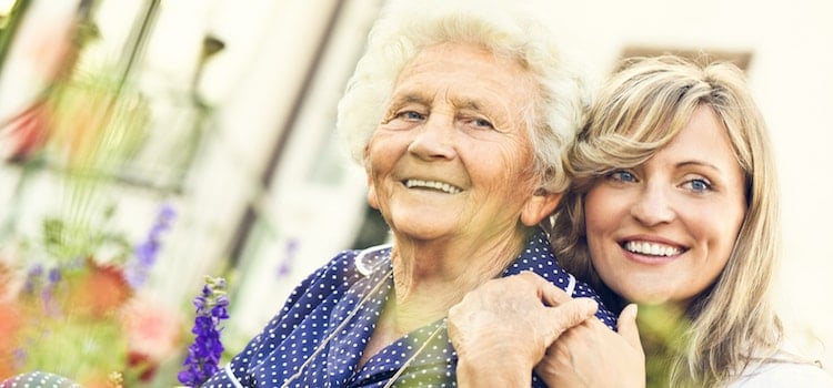 Happy senior and her daughter after moving to a CCRC