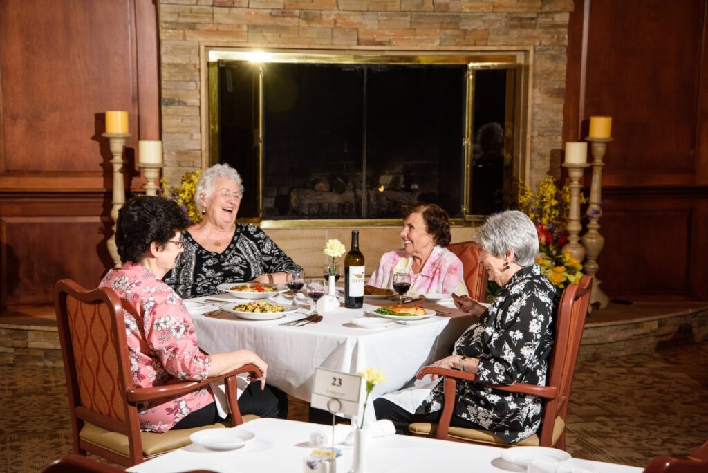 Seniors at wine dinner
