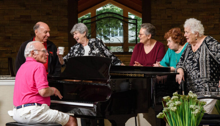 Seniors playing paino