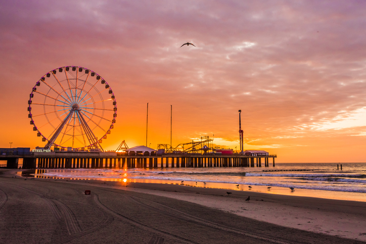 Beautiful sunset by pier