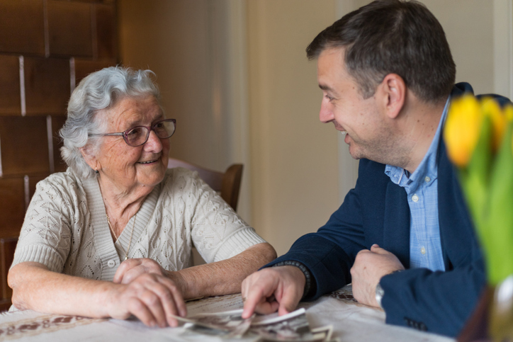 Senior spending time with son
