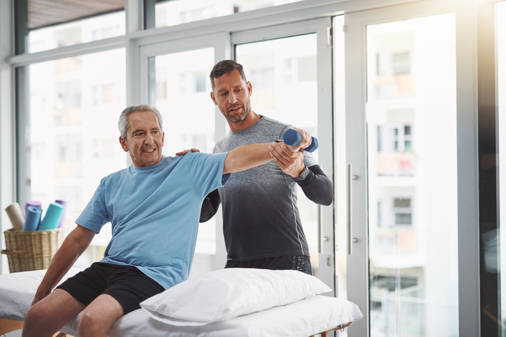 Senior at physical therapy