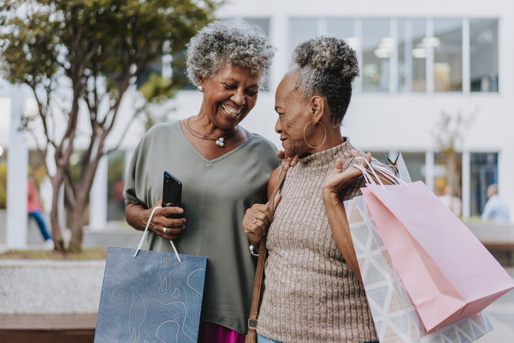 Seniors on a shopping spree at mall