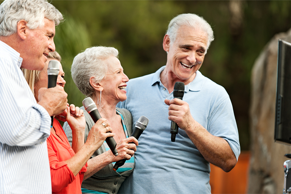 people having fun signing