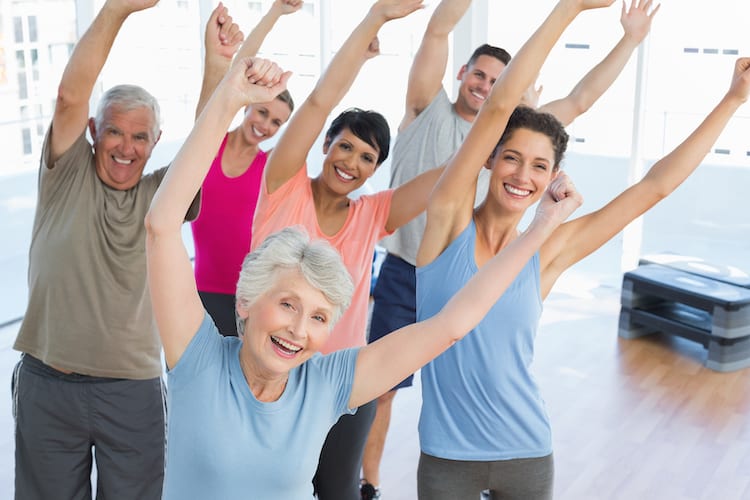 seniors doing yoga