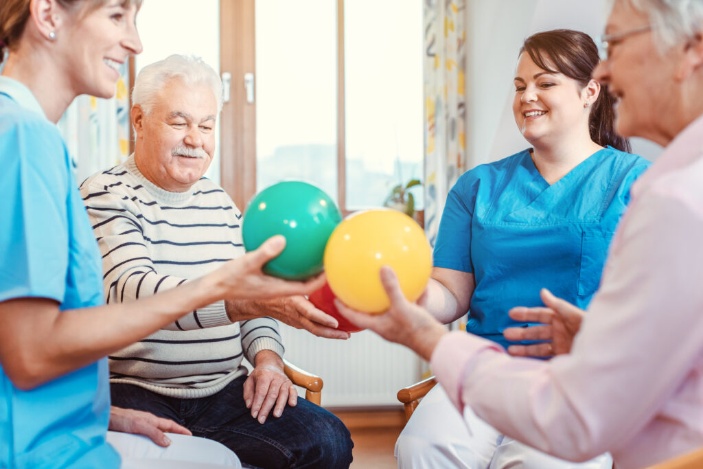 Seniors exercise class