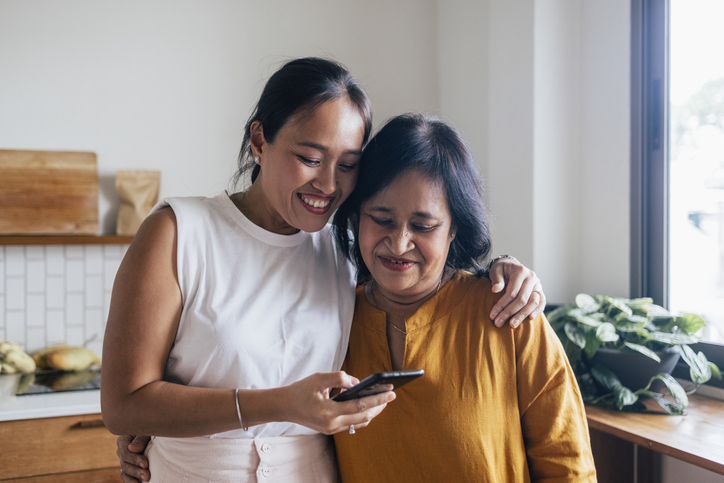 Senior with her visiting daughter