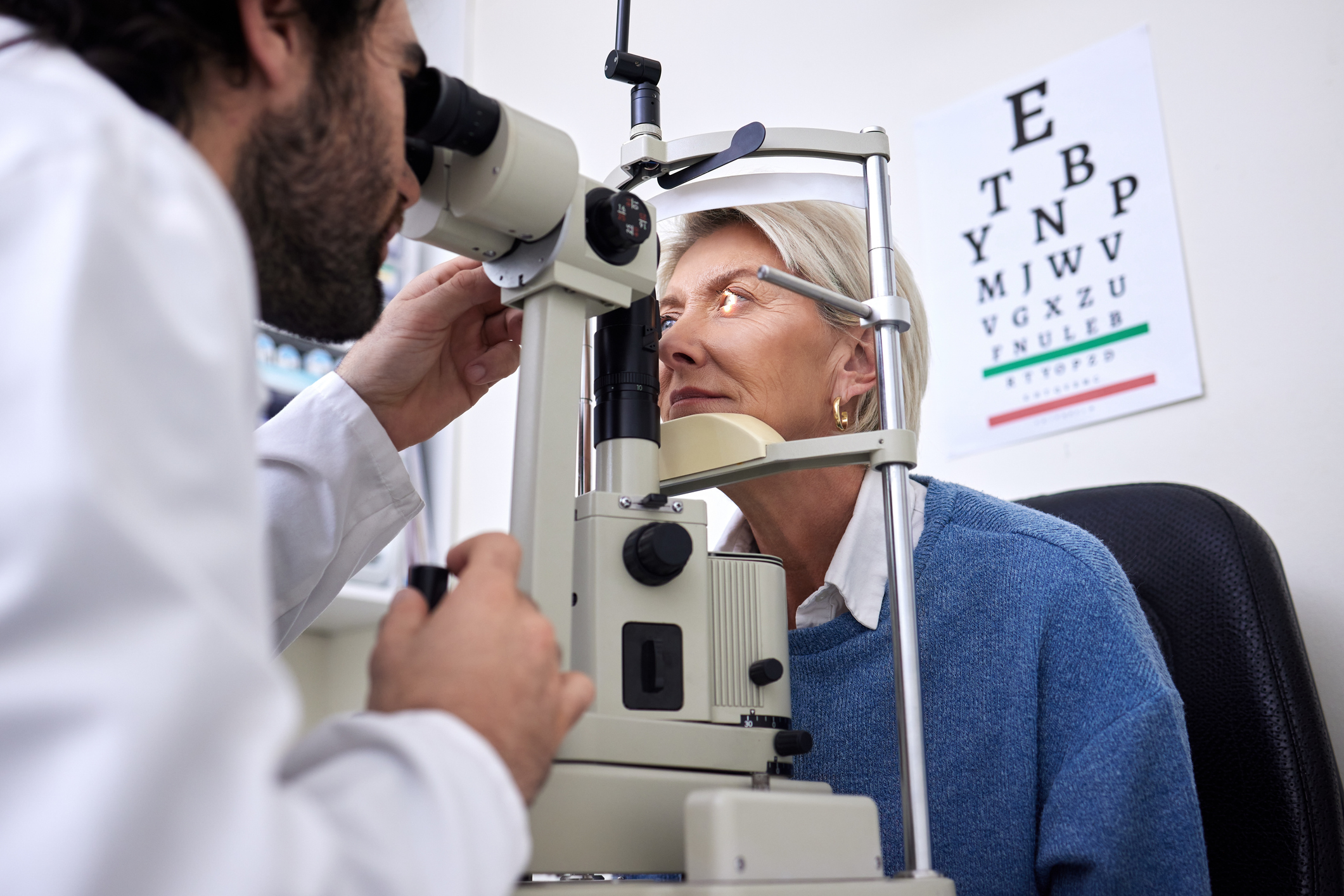 Senior getting an eye exam